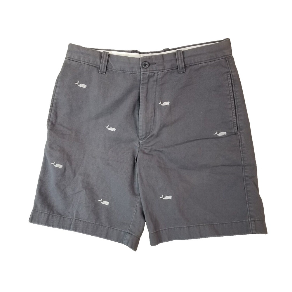 J Crew shorts men's 32x8 Gray cotton embroidered whales outdoor